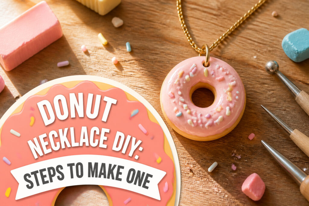 A variety of finished donut necklaces displayed together.