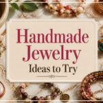 Various handmade jewelry pieces displayed on a work surface.