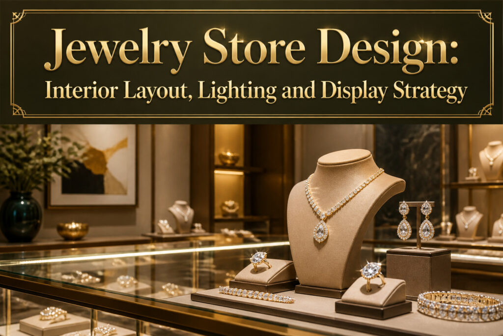 Interior of a jewelry store showcasing elegant displays and inviting layout.