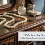 Various jewelry pieces from the 1950s displayed together.