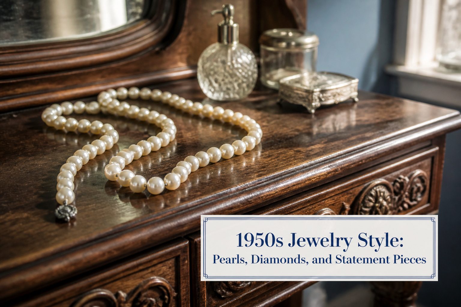 Various jewelry pieces from the 1950s displayed together.