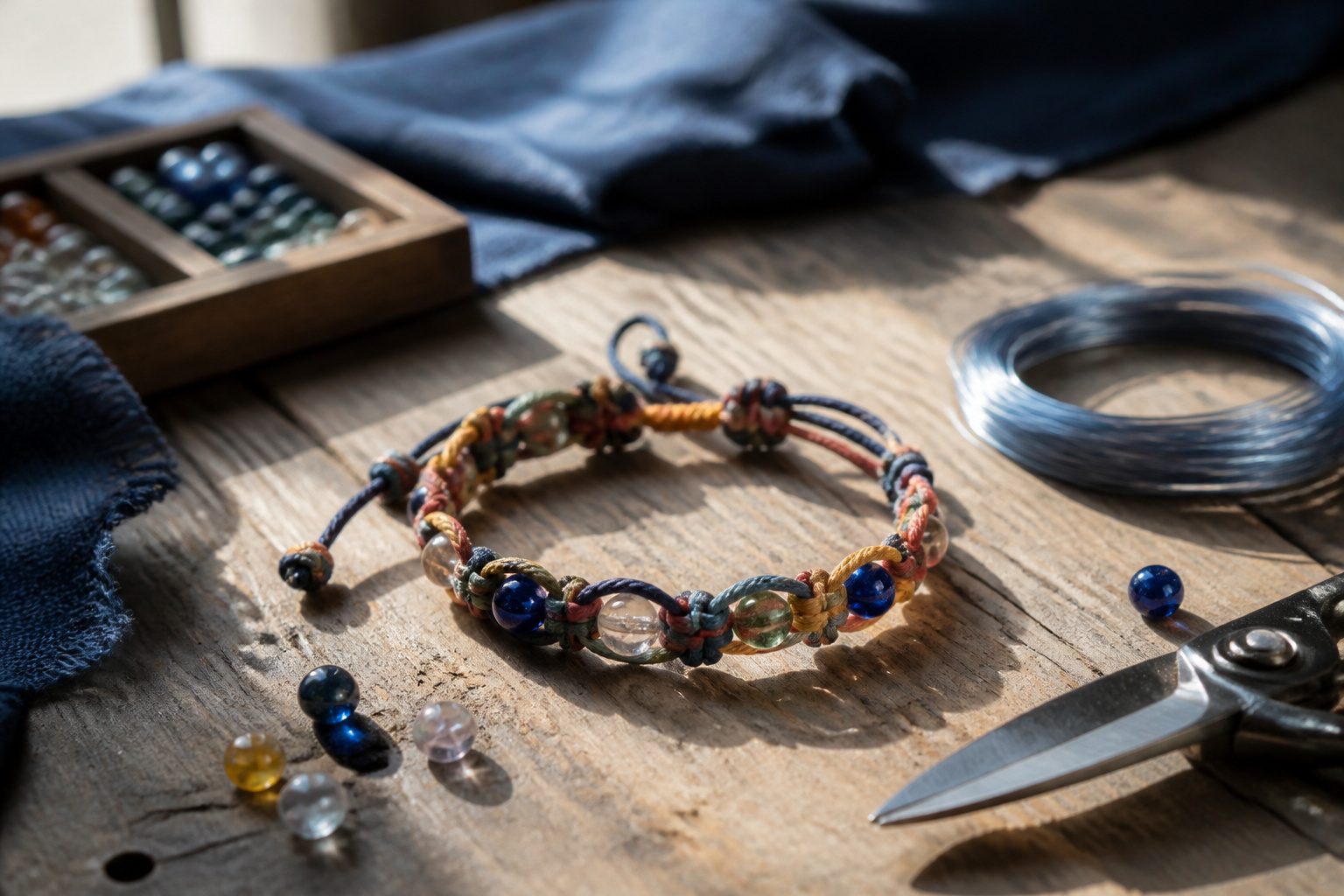 An assortment of DIY bracelets made from different materials and designs.